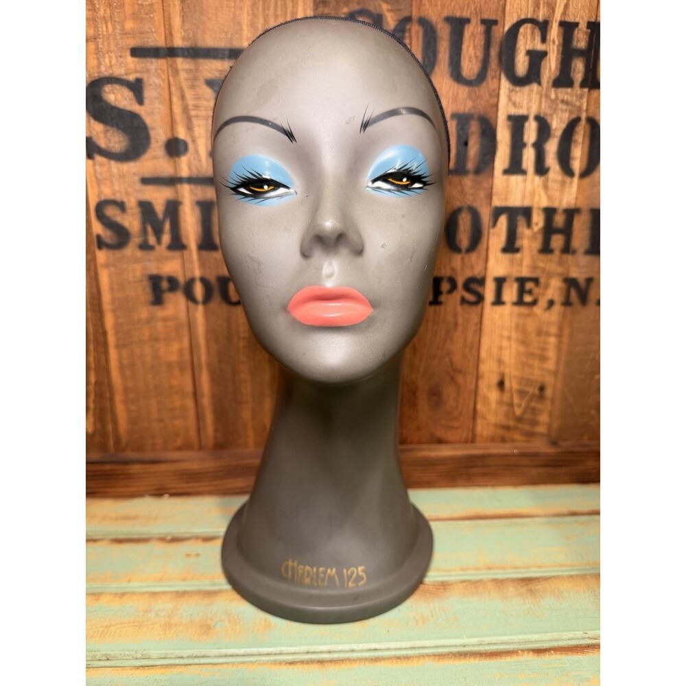Vintage Harlem 123 Black Woman's Mannequin Head WIG STAND Display Bust 15”